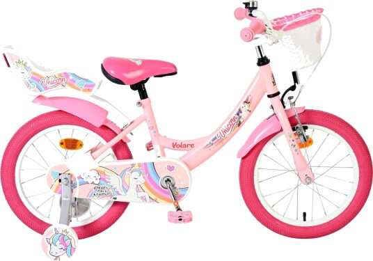 Volare Unicorn 16" Barnesykkel med avtakbare støttehjul - Rosa Volare Unicorn 16" Barnesykkel med avtakbare støttehjul - Rosa