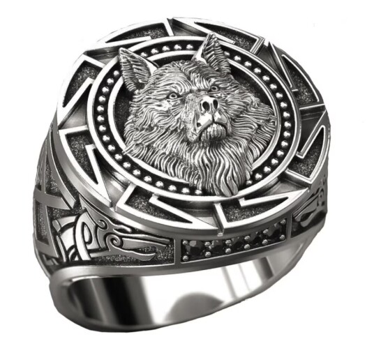 Ring med Wolf Viking Herr Sølv