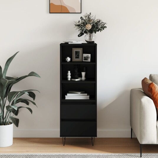 vidaXL Highboard svart 40x36x110 cm konstruert tre