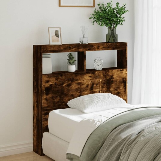 Hodegavl skap med LED røkt eik 100x17x102 cm 8721012465015