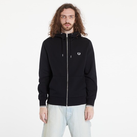 Fred Perry Hooded Zip Sweatshirt - Black - M Fred Perry Hooded Zip Sweatshirt - Black - M