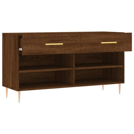 vidaXL Skobenk brun eik 102x35x55 cm konstruert tre