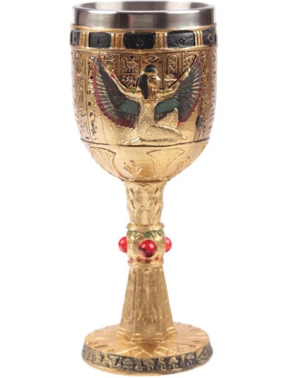 Gullfarget Drikkebeger med Egyptiske Motiver 18 cm Gullfarget Drikkebeger med Egyptiske Motiver 18 cm