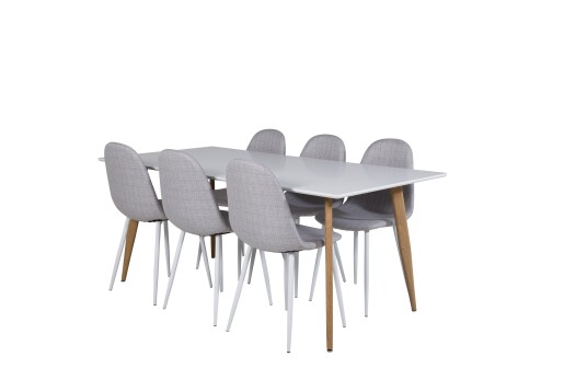 Venture Home Polar Spisegruppe 180 cm Rektangulær med 6 Polar Stoler Grå