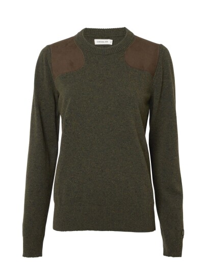 Chevalier Cressy Shooting Wool Pullover Women Dark Green Multi Neps 44W 44