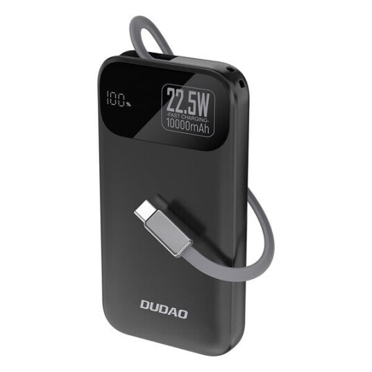 Dudao K31 10000 mAh Powerbank med USB-C og 22,5 W Hurtiglading - Svart