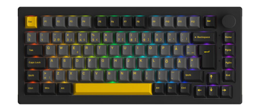 Akko 5075B Plus-S - Black & Gold - CS Wine Red- ND - Gamingtastatur - Nordisk - Svart Akko 5075B Plus-S - Black & Gold - CS Wine Red- ND - Gamingtastatur - Nordisk - Svart