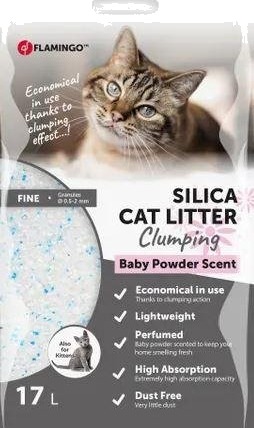 Finkornet Silica Katteperler Med Babypudder 17L Finkornet Silica Katteperler Med Babypudder 17L
