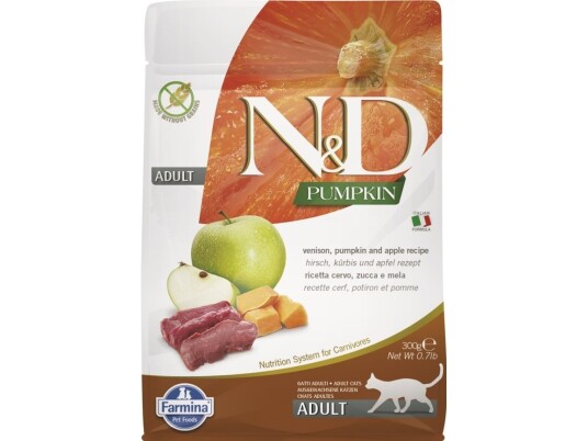 Farmina N&D Pumpkin Cat Venison And Apple Adult Tørfoder Til Kattekillinger 300 G
