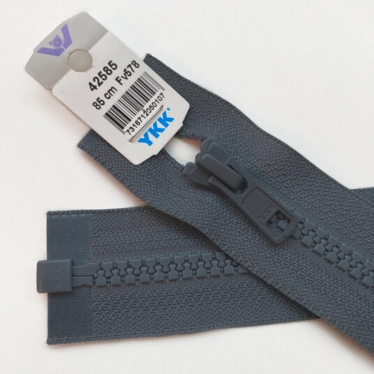 Delbar plastglidelås 85cm Mørkegrå