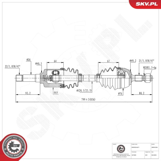 Esen Skv Drivaksel ESEN SKV 40SKV335