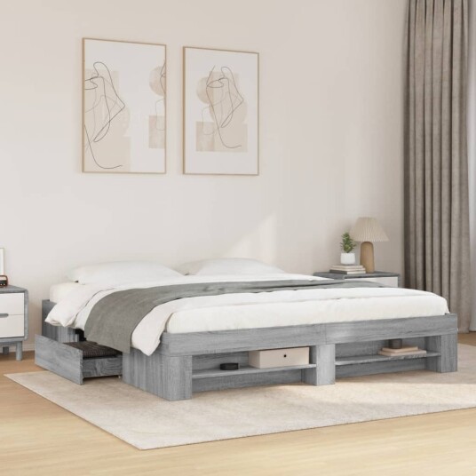  Sengeramme grå sonoma 180x200 cm konstruert tre 8721102854590