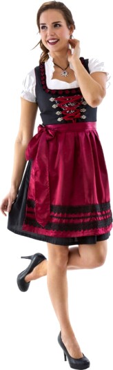 Hisab Joker Oktoberfest Dirndl Vinrød Kostyme 38 97985-38