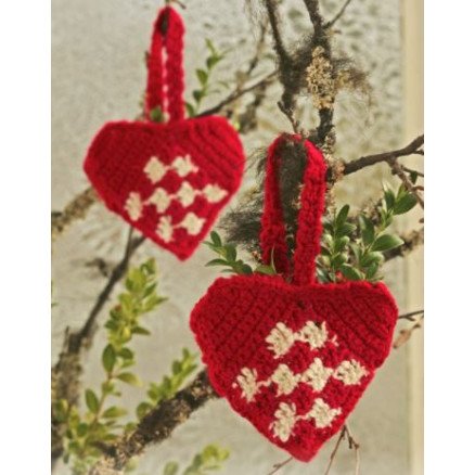 Drops Garnstudio Heart Basket by DROPS Design Julekurv Hekleoppskrift 10 cm 2 stk
