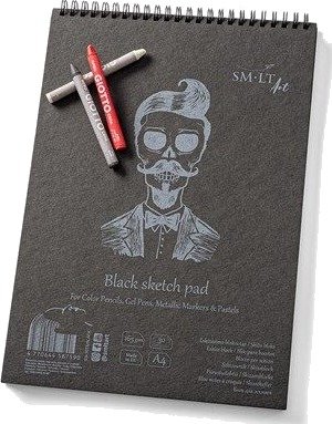 SMLT Drawing pad with BLACK paper. A4. 165g