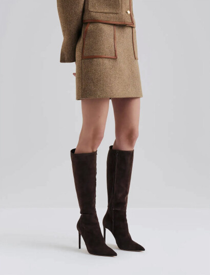 Malina Andine Dressed Wool Mini Skirt Beige 44