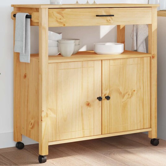 Kjøkkenvogn MONZA 84x40x90 cm heltre furu 376106 Kjøkkenvogn MONZA 84x40x90 cm heltre furu 376106