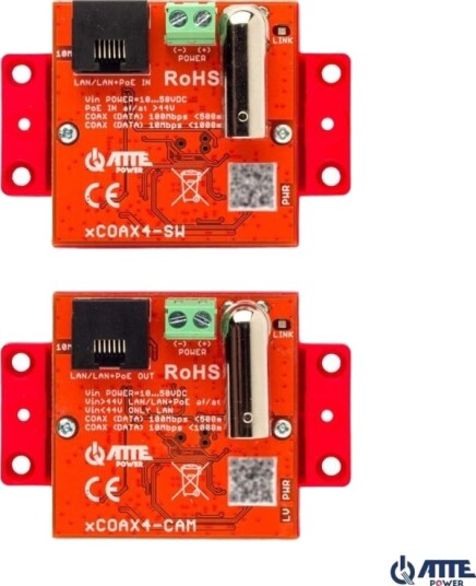 Atte Xcoax4-Set Sett Med Aktive Ethernet- Og Poe-Konvertere