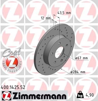 Bremseskive ZIMMERMANN 400.1425.52 Bremseskive ZIMMERMANN 400.1425.52