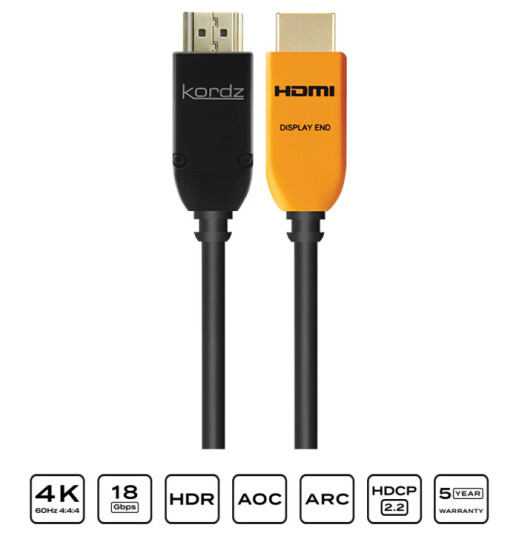 Kordz PRS3 Active Optisk HDMI 15m 18Gig HDMI. 4K, 4:4:4, HDR