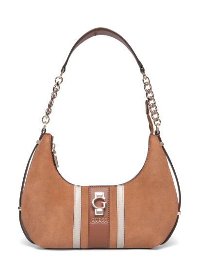 GUESS Erenia Top Zip Shoulder Bag - Brown - ONE SIZE GUESS Erenia Top Zip Shoulder Bag - Brown - ONE SIZE