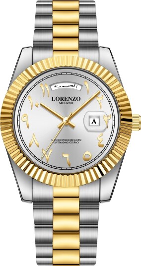 Lorenzo Day Date Arabic Silver Gold Lorenzo Day Date Arabic Silver Gold