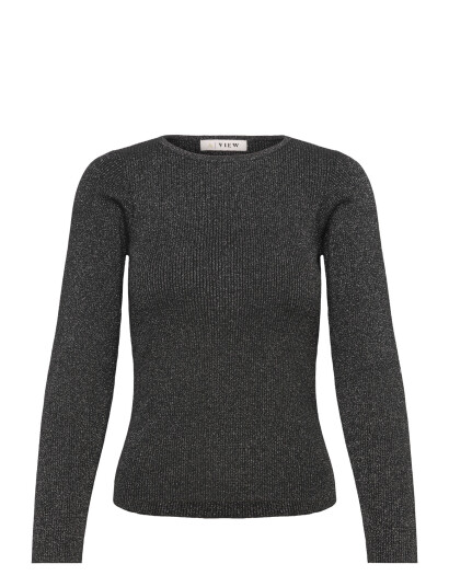 A View Lana Rib Lurex Blouse   Black   S