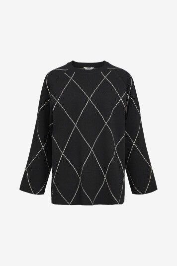 Object Pullover objEster LS Knit Top Aop Svart