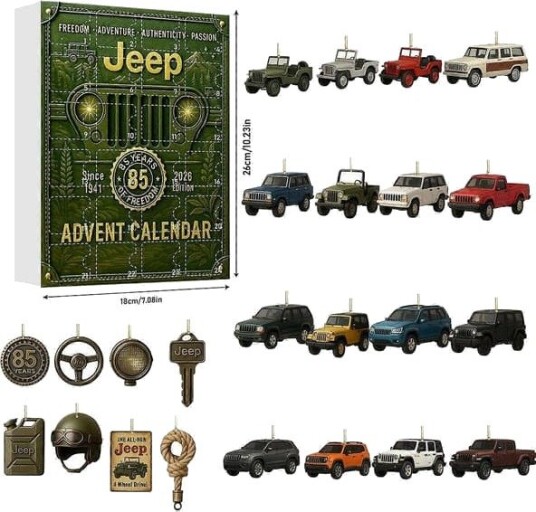 Jeep adventskalender: 24 dagers nedtelling med samlepynt for Jeep entusiaster   Perfekt julegave!