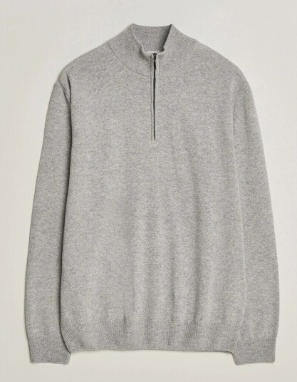 Morgano Wool/Cashmere Half Zip Mid Grey