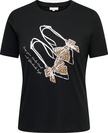 Only Carmakoma T skjorte Carbeau S/S O Neck Jeans Tee Jrs Svart
