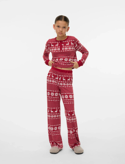 Vero Moda Girl Vmchris Hw Straight Pants Jrs Xmas Girl Red 134/140 Vero Moda Girl Vmchris Hw Straight Pants Jrs Xmas Girl Red 134/140