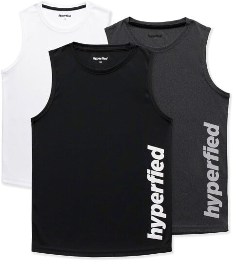 Hyperfied Bounce Tank Top 3-pack Black/Grey Melange/White 130