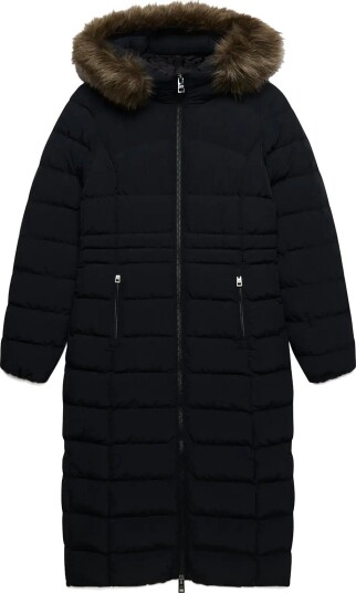 Superdry Hooded Faux Fur Fuji Longline   BLACK   14