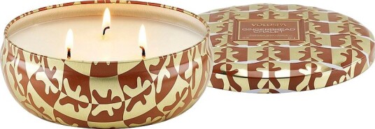 Voluspa Gingerbread Chalet 3 Wick Tin Candle 40H Bronse