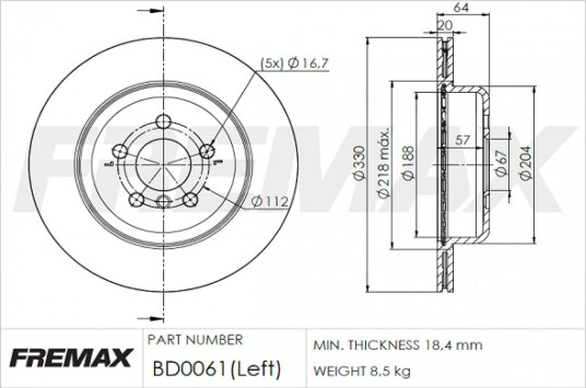 Bremseskive FREMAX BD-0061