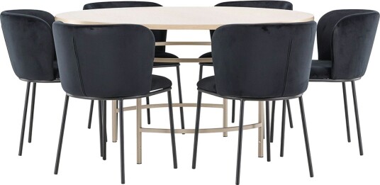 Spisegruppe Venture Home Copenhagen Ø140 cm med 6st Edina Spisestoler