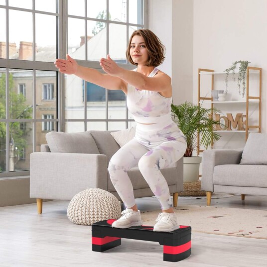Stepbrett aerobic stepper høydejusterbar med 3 nivåer 10/15/20 cm treningssykkel for innendørs utendørs lastekapasitet opptil