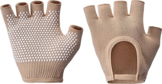 Sportshansker Pustende Pilateshansker Komfortable Treningshansker Halvfingerhansker Sykkelhansker Sportstilbehør Beige Beige