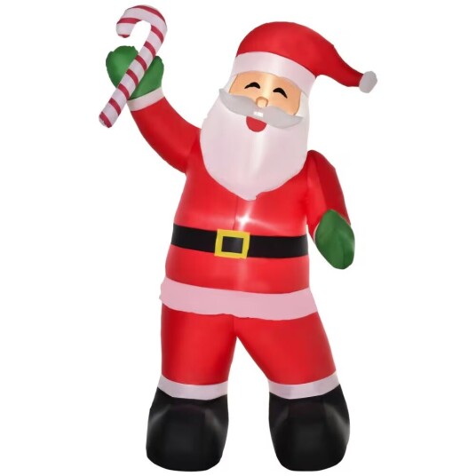 Northio Oppblåsbar Julenisse Med Candy Cane 250Cm Led Blåser Julefest Julepynt Hvit+Rød+Grønn 140 X 85
