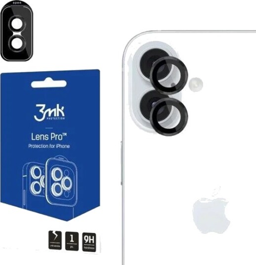 3mk Lens Protection Pro Camera Cover with Black Frame for iPhone 16 / 16 Plus