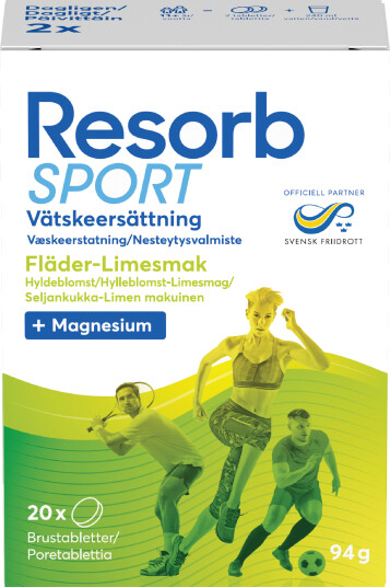 Resorb Sport Brusetablett Hylleblomst og lime 2 x 10 stk Resorb Sport Brusetablett Hylleblomst og lime 2 x 10 stk