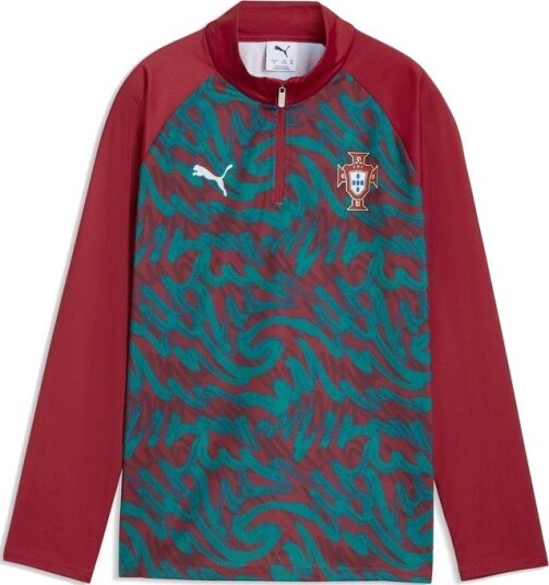 Portugal Treningsskjorte Pre Match 1/4 glidelås World Cup 2026 Club Red/Grønn Barn PUMA størrelse 176 cm