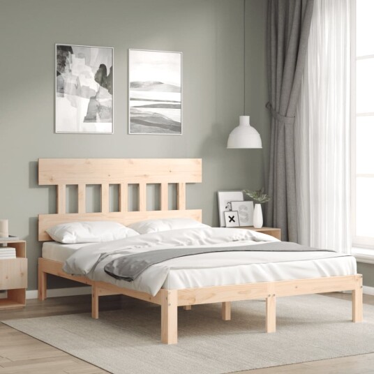 vidaXL Sengeramme med hodegavl 140x200 cm heltre