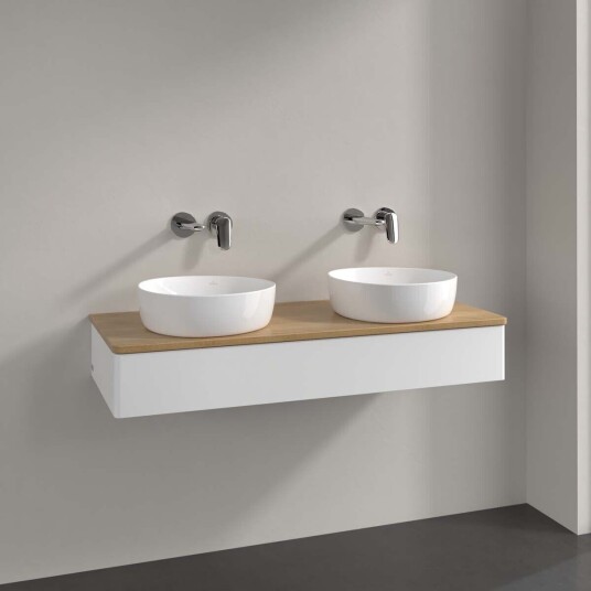 Villeroy & Boch Antao Servantskap med 1 skuff 120x50x19 cm m/lys Hvit Matt/Eik Villeroy & Boch Antao Servantskap med 1 skuff 120x50x19 cm m/lys Hvit Matt/Eik