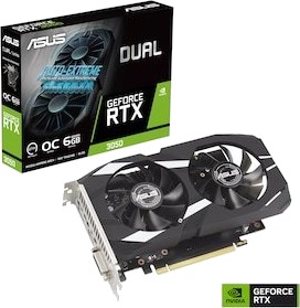 ASUS GeForce RTX 3050 Dual OC 6GB GDDR6 Grafikkort med Aktiv Kjøling