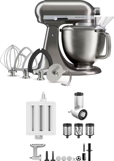 Kitchenaid Artisan Plus kjøkkenmaskin med tilbehørspakke 4,7 liter medallion silver