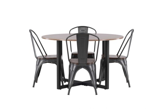Venture Design Durango & Tempe spisegruppe Valnøtt/valnøtt 4 stoler & bord 120 cm
