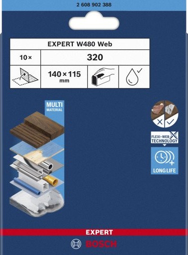 Bosch W480 Slipenett 115x140 mm K320 - 10 Stk