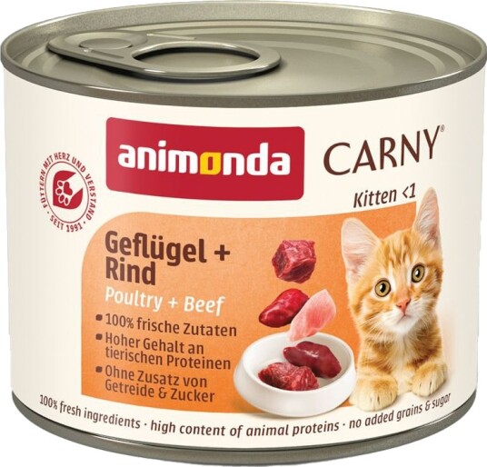 Animonda Carny Våtfôr Kitten Fjærkre & Okse 12 X 200 G